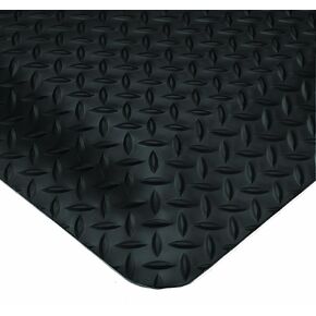 Wearwell Diamond-Plate Select Mat - Black. Anti-Fatigue Workstation Mat. 3' W x 5' L x 9/16" Thickness. PVC Vinyl Surface with PVC Sponge. For Dry Industrial Use (495.916x3x5BK)