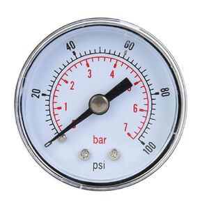 Pressure Gauge,Mechanical Pressure Gauge for Air Oil Water 1/8inch BSPT Back Connection Dial SizeDouble Scale Pointer Type Pressure Gauge Metal Outer Pressure Gauge (0-100psi,0-7bar)