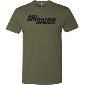 Sig Sauer Men's Military Green T-Shirt-Lightweight Soft Casual Active Outdoor Everyday Shooting Short-Sleeve Tee with Logo