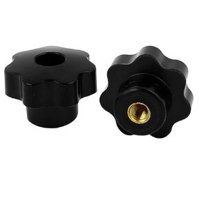 uxcell Screw On Type Knurled Clamping Nuts Knob Handle M8 Threaded 2pcs Black