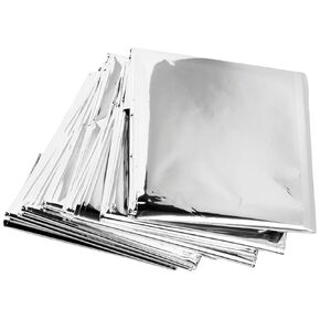 Science Purchase 20 Pack Emergency Mylar Thermal Blankets, 54" x 84", Silver,Large, 73MYLARPK20