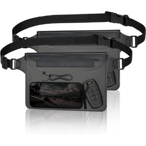 2 Pack Waterproof Pouch with Waist Strap, Waterproof Waist Pouch Waterproof Fanny Pack for Swimming, Dry Bag Fanny Pack for Swimming Kayaking Boating Surfing (White)