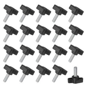 20-Pack Thumb Screws, M6x25mm Tee Wing Knobs, Plastic T Handle Clamping Screw Knob for Woodworking/Machinery/Equipment, Metric Thread Thumbscrew [Black]
