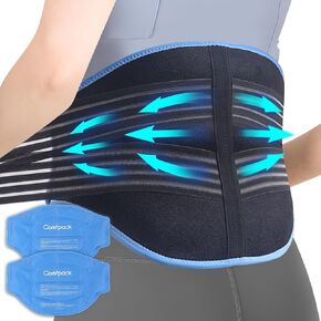 Ice Pack for Lower Back Pain Relief with Compression, 2 Packs Reusable Back Ice Pack Wrap Hot Cold Therapy for for Sciatic Injuries, Tailbone Pain, Lumbar Surgery, Coccyx