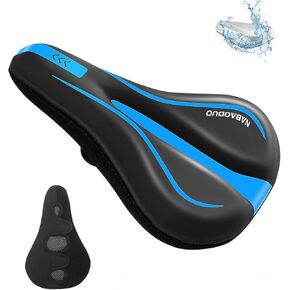 Bike Seat Cushion - Premium Gel Padded Bike Seat Cover for Men & Women Comfort, Waterproof PU, Adjustable Velcro Secure Bicycle Seat Cushion Fit with Peloton, Indoor & Outdoor Bicycle Saddles