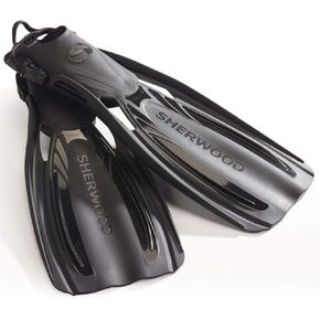 SHERWOOD SCUBA Elite Open Heel Scuba Fin, Five Sizes XS (5/6) to XL (13-14)