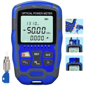 A-M50 Fiber Optic Cable Tester Portable -50~+26dbm Optical Fiber Power Meter FC/SC/ST Universal Interface Fiber Tester Built-in 30KM Visual Fault Locator (OPM&VFL&RJ45) with LC Adapter