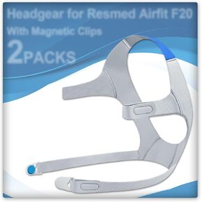 2Packs Replacement CPAP Headgear for Airfit F20 with Clips & Hook, 2Packs Replacement Headgear Compatible with AirFit F20(Standard),Flexible Headgear Elasticity, Great-Value Supplies by Medihealer.