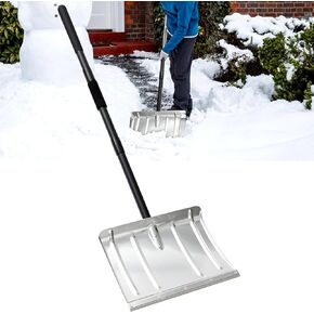 Snow Shovel, Aluminum Portable Snow Pusher Shovel Heavy Duty Metal Snow Shovel for Driveway Car Home Garage