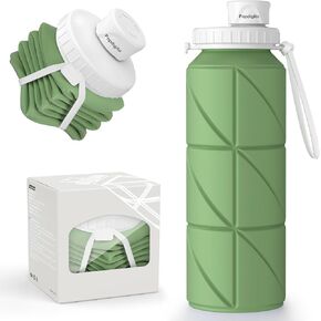 2pack Collapsible Water Bottles Reusable Leak Proof Silicone Water Bottle BPA Free Durable Foldable Sports Bottles & straw 23oz Lightweight Bottle for Gym Hiking Biking Camping Travel Bottle