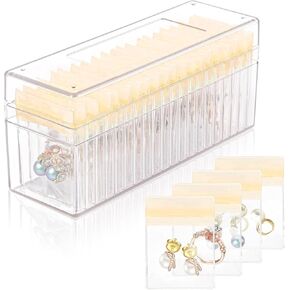Clear Acrylic Jewelry Box Organizer, Jewelry Holder with Portable Anti-Tarnish Bags for Necklace, Ring