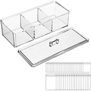Clear Acrylic Jewelry Box Organizer, Jewelry Organizer Holder with Portable Anti Tarnish Jewelry Bags, Jewelry Organizers with 3 Grids for Rings,Earning,Necklace