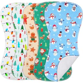 5 Pack Western Burp Cloths Soft Absorbent Burping Cloths for Babies Girl Boy Cowboy Nursery Decor Spit up Rags Burping Rags with 5 Labels for Infant Newborn Gifts, 19 x 9 Inches