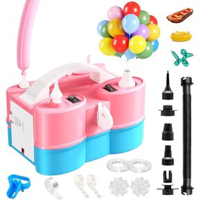 Biapian Balloon Pump Electric, 3-in-1 Portable Electric Air Pump for Balloons and Inflatables, Dual Nozzle Balloon Blower Machine for All Latex 260q Foil Balloon Inflator Deflator for Party Decoration