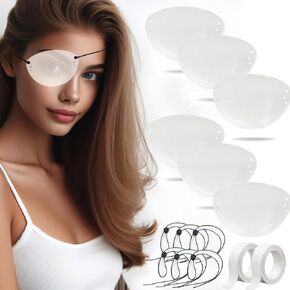 Eye Shield, 6 Pcs Plastic Eye Shield Eye Patch for Eye Surgery Covering Breathable After Surgery Eye Protection with 2 Roll Tape, Clear