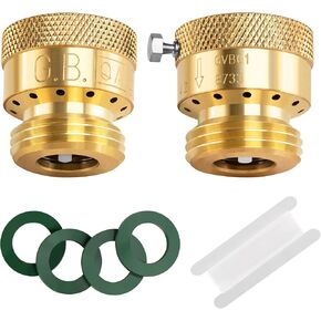 2 Pack Brass Vacuum Breaker 3/4" Inch GHT Hose Bibb Connector Backflow Preventer for Garden Spigot RV Hose Connection Backflow Preventer Connector with Tape and Extra washers