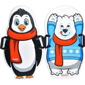 CocoNut Outdoor- Foam Snow Sled 2 Packs - Lightweight Foam Toboggans with Grip Handles and Slick Bottom for Increased Speeds, Ideal for Kids & Tweens & Teens