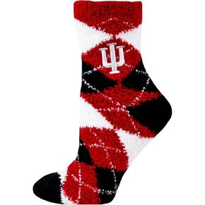 Indiana Hoosiers Argyle Fuzzy Socks, One Size Fits Most, Red, (69643.0)