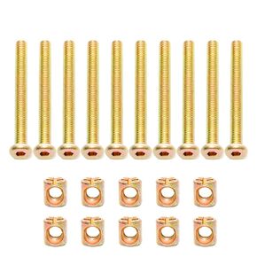 Lilaly 10 Set Barrel Nut and Bolt M6 Barrel Nut Barrel Bolt Cross Dowel Nut Furniture Bolts and Barrel Nuts 60mm
