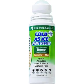 Hempvana Cold As Ice Pain Relief Roll-On, Fast-Acting Menthol Pain Gel w/Hemp Seed Extract, AS-SEEN-ON-TV, Cooling Arthritis Pain Relief