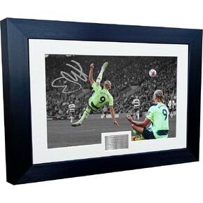 12x8 A4 Erling Haaland Manchester City Vs Southampton OVERHEAD GOAL Autographed Signed Photo Photograph Picture Frame Football Soccer Poster Gift