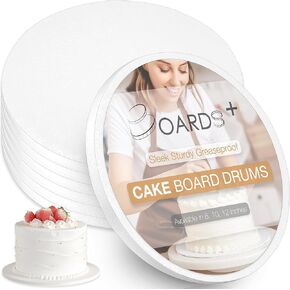 Sleek Cake Drum 12 Inch (6 Pack) | 1/2" Thick Cake Rounds | Sturdy Professional Looking & Greaseproof Cake Circles For Presenting Heavy/Tiered Cakes