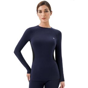 Smart Thermal Underwear Womens Long Sleeve Shirts Base Layer Top with Temperature Regulation for Winter Cold Weather