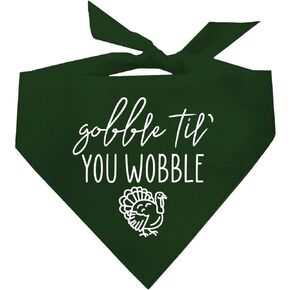 Gobble Til You Wobble Thanksgiving Dog Bandana (Dark Orange, OS 342)