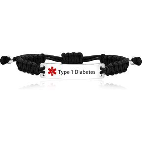 Handwoven Carved Medical Information Warning Bracelet, Men's and Women's Medical First Aid Sign Stainless Steel Bracelet, Birthday and Mother's Day Gift for Family Y3944