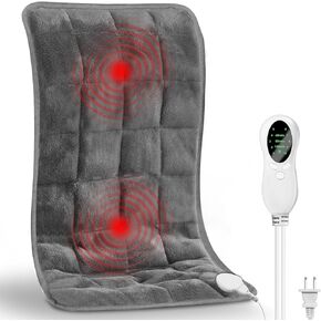 Massaging Heating Pad for Back Pain Relief, 3Lbs Weighted Heating Pads with Massage,Portable Electric Heating Pad,10 Heat Levels,Moist Heat Therapy (12'‘×24’’ Grey)