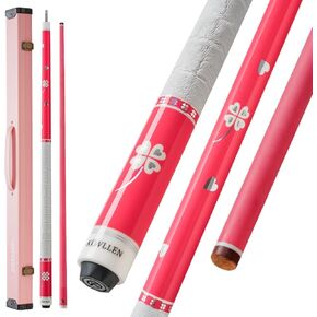 KONLLEN Pink Carbon Fiber Pool Cue Stick for Women KL-Pink-Pro 58" Girlish Lucky Low Deflection Pool Sticks with 12.5mm Tip