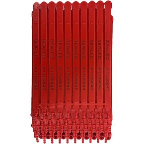 Red Plastic Security Seals (8") - Self Locking Shipping Seal with Print Progressive Numbering – Tamper Proof for Trucks, Trailers, Cargo, Containers, Luggage (1000ct)