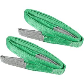 PATIKIL 2" x 8' Lift Strap, 2 Pack 4409lbs Lifting Slings Flat Eye to Eye, 2 Ply Polyester Webbing Lifting Moving Straps for Rigging Hoisting Gear, Green