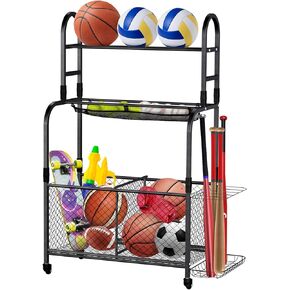 Ball Stroage Rack | Sports Equipment Organizer | Ball Rack for Basketball, Volley Ball, Soccer | Indoor and Outdoor Ball Rack for Home, School, Yard, Gym