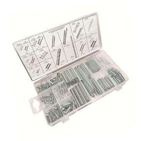 200pcs Spring Assortent kit, Plastic Box Steel Wire Compression Spring and Tension Spring Replacement kit (2), silver