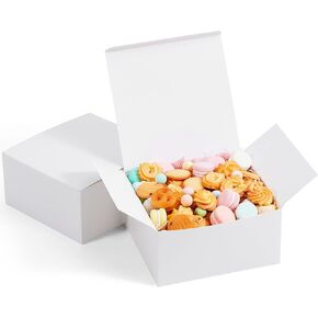 JOYIN 12 Pcs Christmas White Square Cookie Boxes, Plain White Treat Boxes with Lids 8" x 8" x 4" Bakery Gift Wrapping Box for Xmas Party Favor Pastries, Birthday Party, Thanksgiving, Winter Holidays