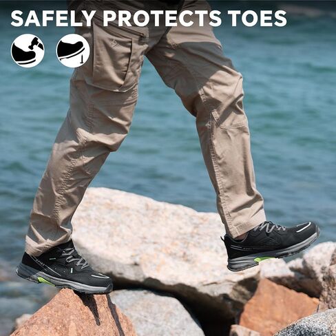 SPIEZ Safety Shoes for Men, Oilproof Composite Toe Work Shoes Non Slip Hiking Shoes ，Black Green US 7.5-12 in Saudi Arabia