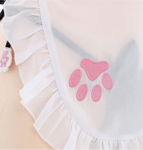 MEOWCOS الملابس الداخلية للنساء القط فتاة الملابس الداخلية مجموعات خادمة الملابس الداخلية الزي تأثيري مع المئزر قلادة عقال in Saudi Arabia