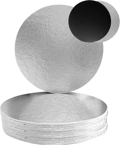 ألواح كيك متينة مستديرة مقاس 10 بوصة، على الجانبين فضي/أسود مستديرة ومصنوعة من الطعام، بسُمك 2 مم (25 قطعة) in Kuwait