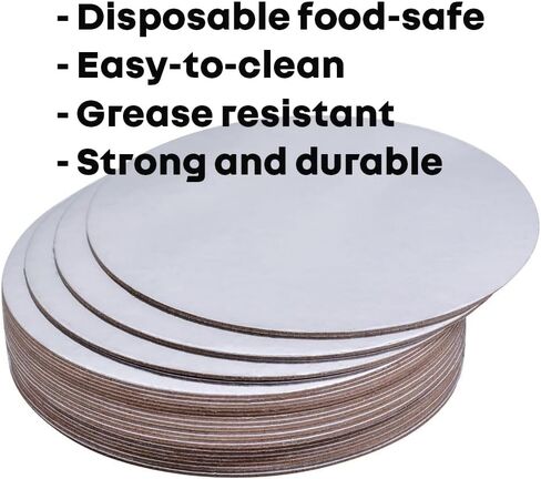 ألواح كيك متينة مستديرة مقاس 10 بوصة، على الجانبين فضي/أسود مستديرة ومصنوعة من الطعام، بسُمك 2 مم (25 قطعة) in Kuwait