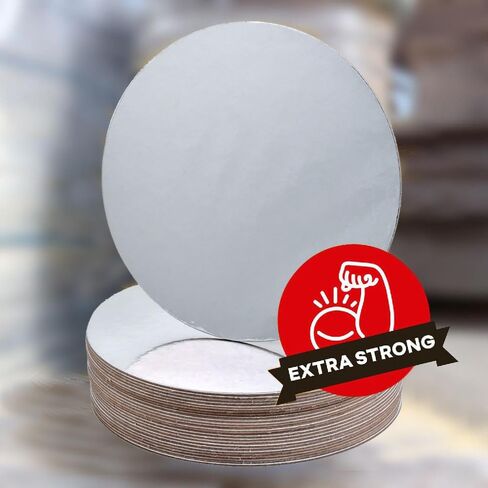 ألواح كيك متينة مستديرة مقاس 10 بوصة، على الجانبين فضي/أسود مستديرة ومصنوعة من الطعام، بسُمك 2 مم (25 قطعة) in Kuwait