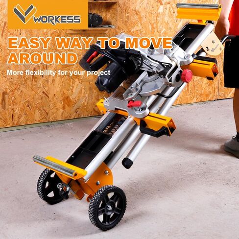 Deluxe Heavy Duty Rolling Miter Saw Stand with 8 in Wheels 330 Lbs Load Capacity Black and Grey Single Pack WK-MS029E-2 in Kuwait