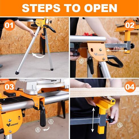 Deluxe Heavy Duty Rolling Miter Saw Stand with 8 in Wheels 330 Lbs Load Capacity Black and Grey Single Pack WK-MS029E-2 in Kuwait
