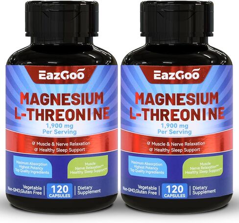 Magnesium L-Threonate Supplement, Mineral Magnesium Supplement, Magnesium L-Threonate 1900mg, 120 Capsules in Saudi Arabia