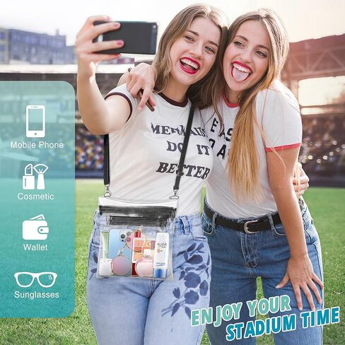 حقيبة شفافة من EASYFUN معتمدة من الاستاد، محافظ شفافة للنساء، حقيبة الاستاد مع جيب داخلي، حقيبة كروس من مادة TPU، حقيبة حفلات شفافة in Kuwait
