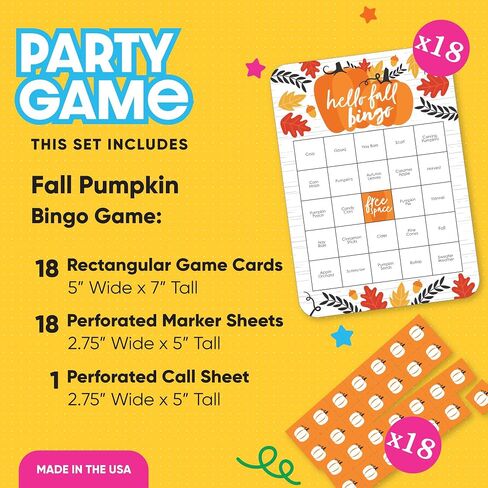 Big Dot of Happiness Fall Pumpkin - Bingo Cards and Markers - Halloween or Thanksgiving Party Shaped Bingo Game - Set of 18 in Saudi Arabia