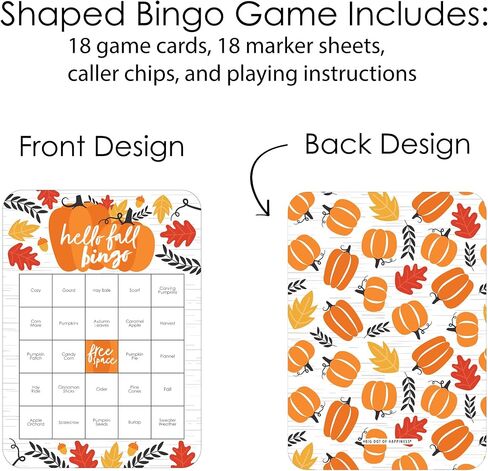 Big Dot of Happiness Fall Pumpkin - Bingo Cards and Markers - Halloween or Thanksgiving Party Shaped Bingo Game - Set of 18 in Saudi Arabia