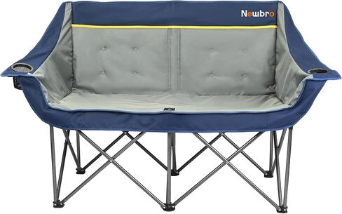 Oversized Double Camping Chair for Adults, Fully Padded Folding Camping Chairs Loveseat, Big Heavy Duty Outdoor Patio Lawn Chair with Arm Cup Holder in Saudi Arabia