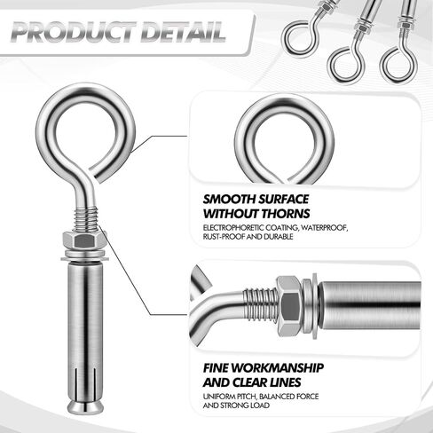 36 جهاز كمبيوتر شخصى M8 الكتف العين البراغي الثقيلة الكتف تأخر Eyebolts 304 الفولاذ المقاوم للصدأ جدار الخرسانة السنانير المراسي المسمار لسقف الجدار المنزلي لوازم البناء الخرسانية in Saudi Arabia