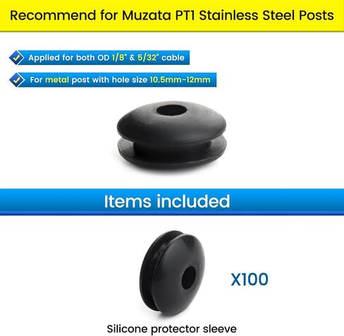 Muzata 60 حزمة مستوى عجلة حامي كم أسود سيليكون المطاط كابل حديدي عدة فقط للوظائف المعدنية المستوى 1/8 "5/32" كابل CB29، CP3 in Kuwait